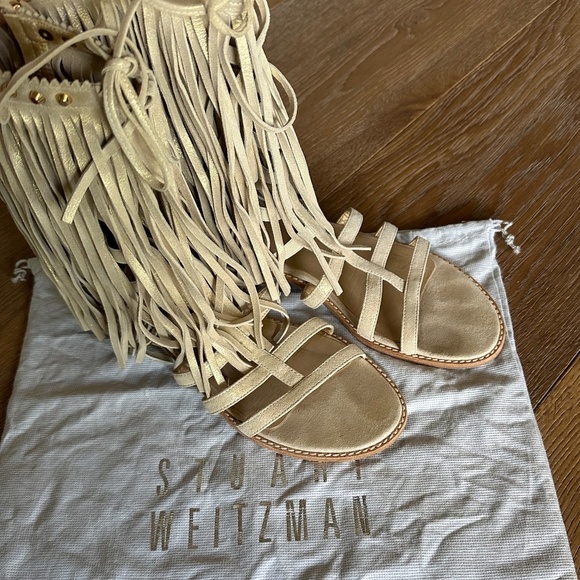 Stuart Weitzman Fringe Benefit Gladiator Sandal in Cipra - Picture 14 of 15